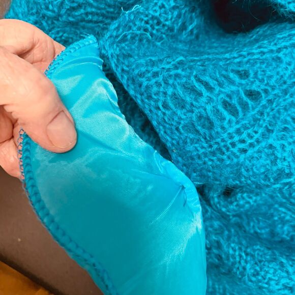 Vintage Mainframe Mohair Sweater Open Weave Large Dark Turquoise‎ - Picture 5 of 12